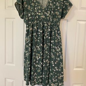 Green Floral Maternity Dress, Large